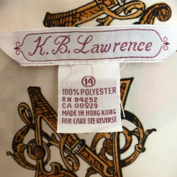 Vintage 80s Medieval Royal Regal Core Crown Monarchy Latin Novelty Blouse L/XL - Picture 16 of 17